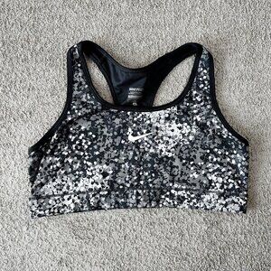 Nike Dri-Fit Sports Bra - Black & White Abstract Pattern - Women's Size Large